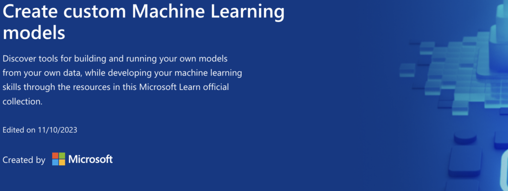 Microsoft - free course - Create custom Machine Learning models
